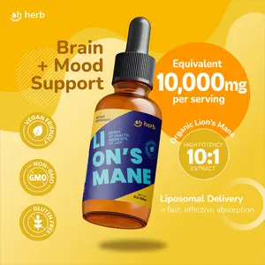 Oh Herb Organic Lion's Mane Herb Liquid Drops, 10:1 Extract - 30 Servings, Liposomal Delivery - Vegan, Gluten-Free, Non-GMO - Adults' Brain Boost, Cognitive Function & Brain Health, Immune & Energy Support, Anti-Inflammation, Gut Health Supplement, Natura