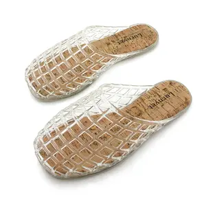 Women's Clear Jelly Mesh Flat Sandals Hollow Closed Round Toe Slip-on Footwear Girl Fashion Trendy Comfortable Breathable Summer Casual Jelly Shoes Indoor Outdoor Slippers for Daily Wear
