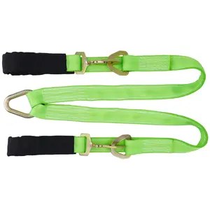 V-Bridle Strap 2" x 6' with Snap Hooks Cordura Sleeve Axle Strap 5/8" D Ring 4700 lbs Heavy-Duty Tow Straps for UTV ATV Truck Car Tractor SUV Green Hi-Viz Webbing fathersdaygift