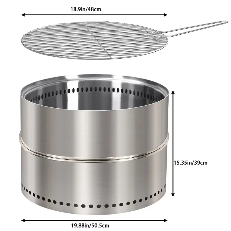 HGD  Portable fire pit, With carry bag, Smokeless Firepit Outdoor, Stainless Steel Fire Pit,  for Camping, Rv, Picnic,