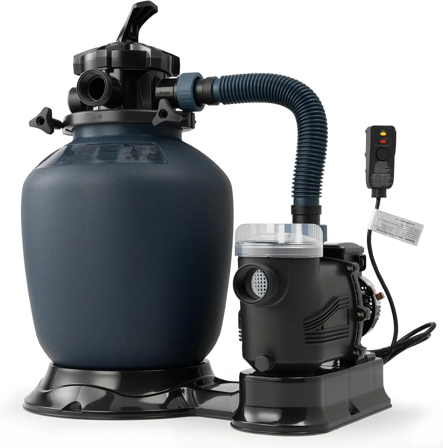 Sepetrel 14-Inch Corrosion-Proof Sand Filter System for Above Ground Pools, Auto Timer Pump with Tool-Free Setup, UV Resistant, 1.5"/1.25" Hose Adapters, Up to 11k Gal, Enhanced Circulation