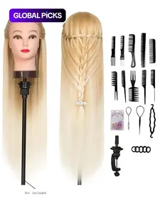 Hair Styling Mannequin Head with Diy Set and Table Clamp, Hair Styling Practice Mannequin, Professional Hair Styling Training Tool for Salon & Barber Shop