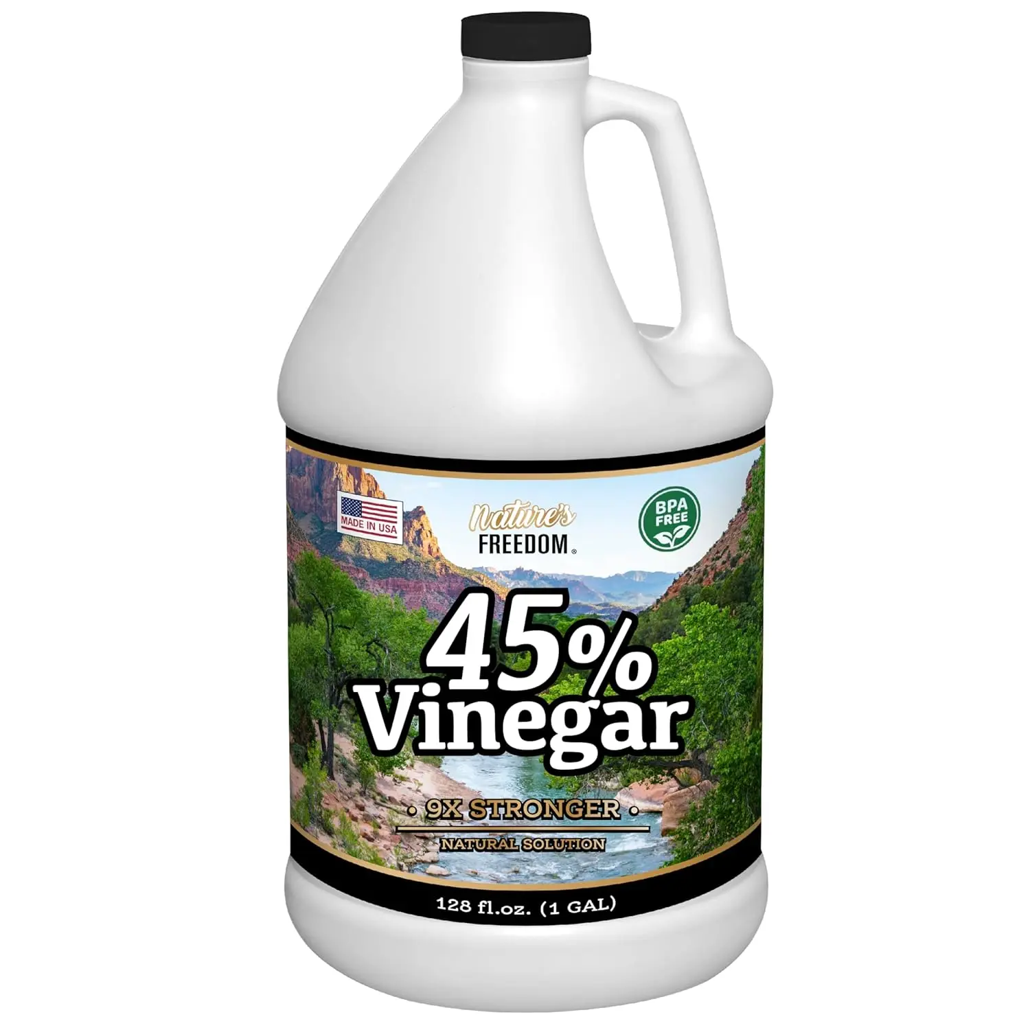 Nature's Freedom 45% Concentrated Vinegar, 1 Gallon - Dilutes to 9 Gallons - 9x Strength Multi-Purpose Solution