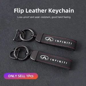 Premium Vintage Suede Leather Car Keychain Durable Metal Car Key Ring For Infiniti QX55 QX50 QX60 QX80 Q50 Q70L Q60 Q30 Q70 QX70 QX30 Leather Print Keychain