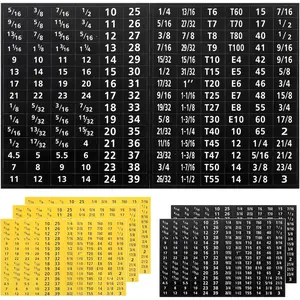 Tool Labels, 6 Sheet(180 pcs/Sheet) Total 1080 pcs Wrench Socket Screwdriver Size Stickers for Toolbox Sets Decals Tools Labeling Organization, Black Yellow