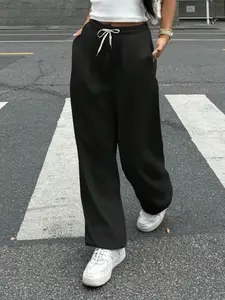 Women's Loose Straight Leg Casual Comfy Loose Pants, Minimalist Plain Aesthetic Design, Perfect for Daily Wear & Spring/fall Seasons, Comfortable Fit