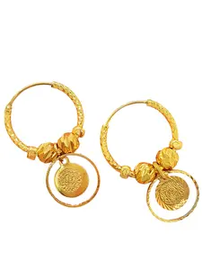 Women's Boho Style Ring Earrings, Copper Chain Design, All Season Jewelry Accessory, Unique Ancient Coin Inspired Fashion Statement Piece