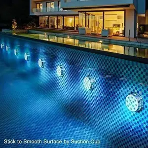 Submersible LED Lights with Remote, 13 LED Pool Lights for Inground Above Ground Pool with Magnets &10 Suction Cups,16 Color Changing Underwater Light for Ponds Battery Operated