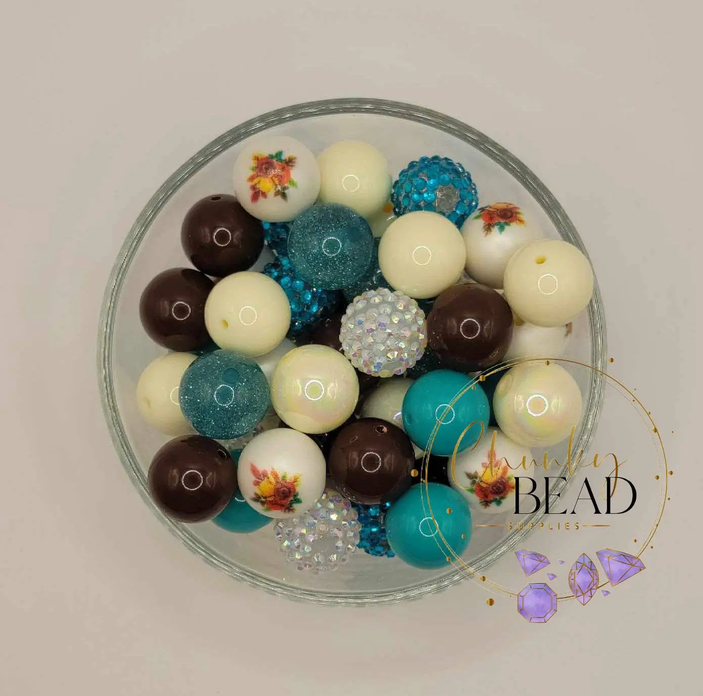 20mm “Fall Flowers” Acrylic Bulk Chunky Bubblegum Bead Mix
