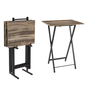 Foldable TV Trays for Eating Set of 4 with Stand,Folding TV/Snack Tray Table Set,Folding TV Dinner Tables for Small Space