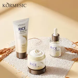 Rice skin care set, facial cleanser, face cream, essence, hydrating skin care set, Korean skin care products, including rice facial cleanser, essence, and moisturizing cream, suitable for women, girls, mothers, and daughters Gentle Moisturizer