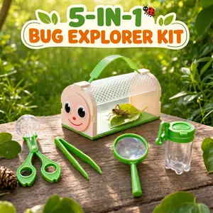 5pcs Kids Bug Catcher Set, Includes Cage, Tweezers, Magnifier, Bottle, Bug Clip, Portable Nature Exploration Kit, Educational Outdoor Toy, Insects, Science Kit