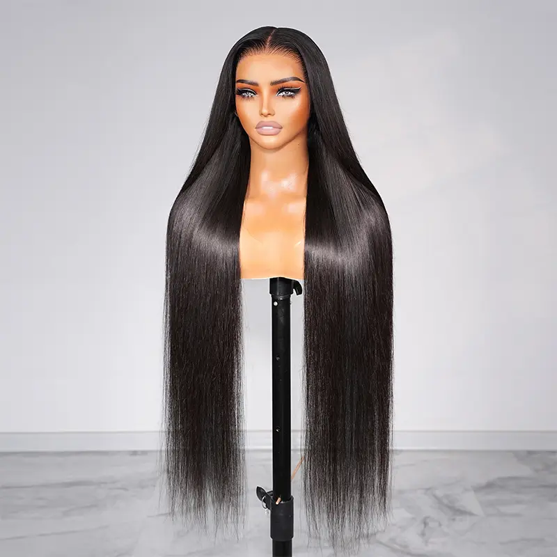 [36inch] Megalook 13x6 Glueless Lace 250% Density Frontal Wig Pre-Everything Ear To Ear Natural Hairline HD Lace Skin Melted Silky Straight Human Hair Wigs With Drawstring