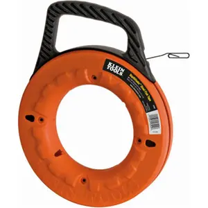 KLEIN TOOLS Steel Fish Tape, 0.12 in. x 0.062 in. x 65 ft., Full Grip Handle, Laser Etched Markings