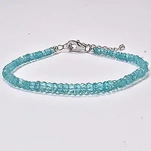 D'Joy Premium Betroka Blue Apatite Beaded Bracelet in Rhodium Over Sterling Silver (7.25 In) 31.00 ctw