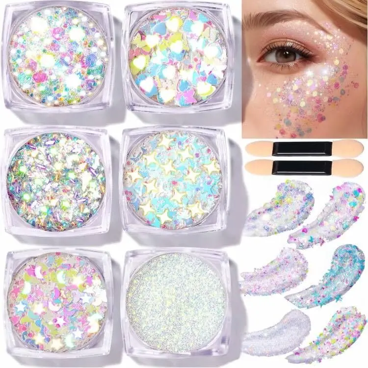 Cosmetic Face & Body Glitter Gel - Shimmer Iridescent Lightweight Sparkly Glitter, Easy to Apply & Remove, Ideal for Concerts, Festivals