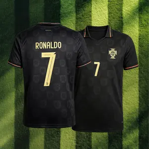 2025 Portugal Special Kit Black 7# Cristiano Ronaldo Short Sleeve Soccer Jersey Fans Version Breathable