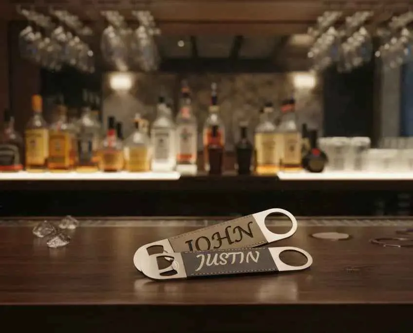 Personalized Leatherette Bar Bottle Opener