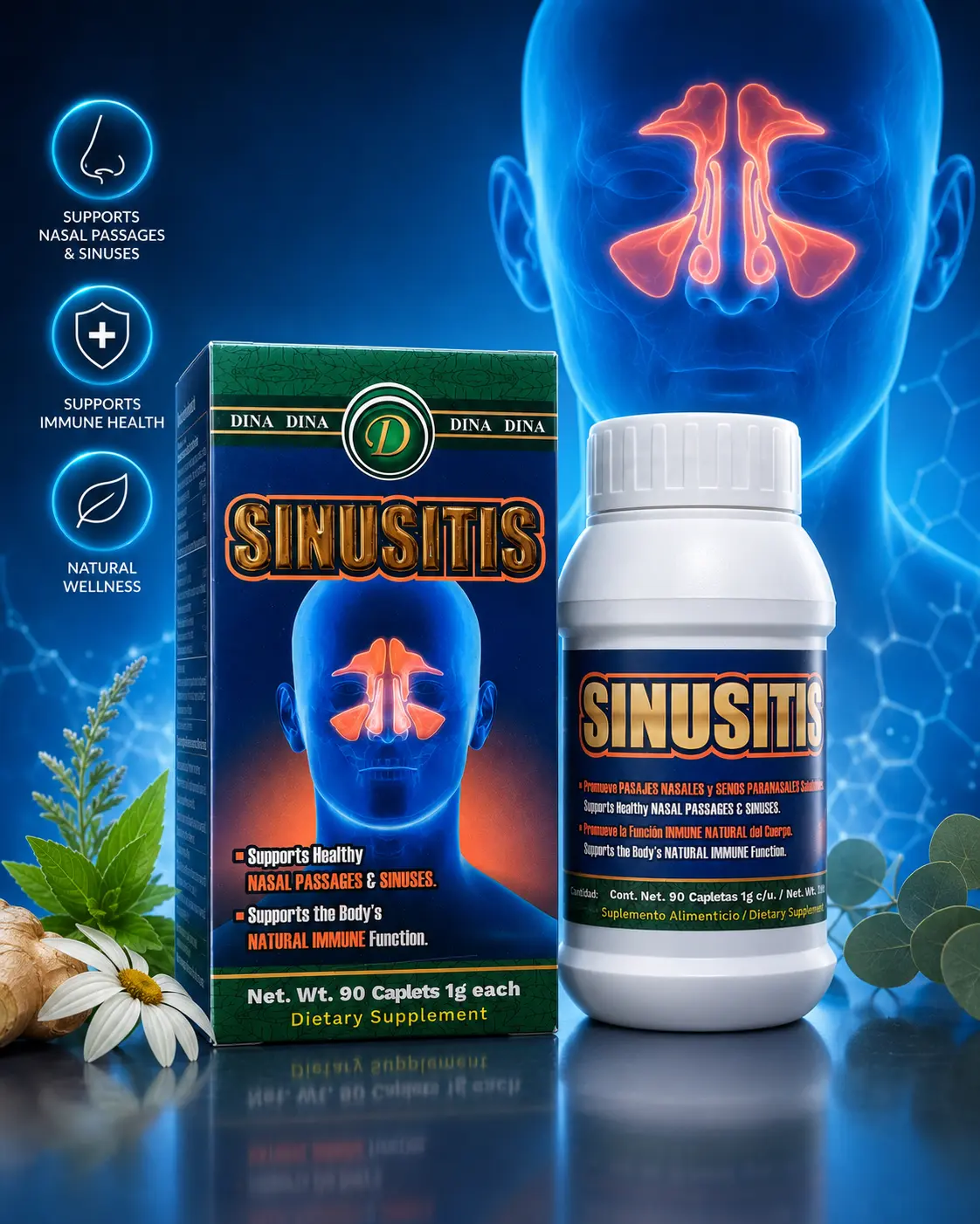 Natural Immune booster and Sinus Health treatment , 90 Tablets