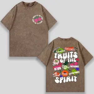 230G Cotton High-Quality Batik Double-Sided Printed T-Shirt with Round Neck And Short Sleeves, "Jesus, Sincere And Kind, Self-Control, Peacemaker, Christ",230g Gradient Tee