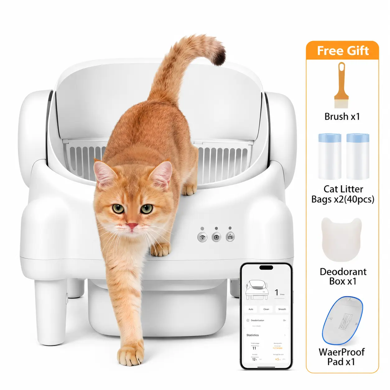 Premium Edition | TAYACICY Smart Self-Cleaning Litter Box for Multiple Cats | 10.5L Bin, Open-Top Design, Dual Safety Sensors, Cat Litterbox (Only Supports 2.4G WiFi)