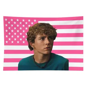Rectangular Walker Scobell Pink USA Flag Tapestry, Percy Jackson PJO Banner, Cute Actor Themed Home Decor, Aesthetic Room Accessories