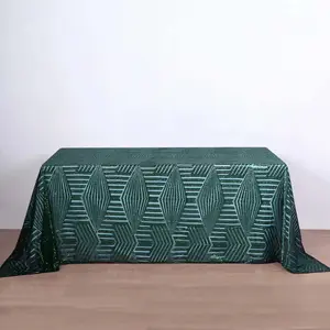Sequin Rectangle Tablecloth 90"x132" Hunter Emerald Green with Diamond Pattern Design - Seamless Shimmering Decor Table Topper