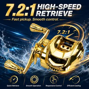 Stylish Gold Saltwater Fishing Reel – Corrosion-Resistant Sealed Trolling System, Lightweight Metal Frame, Long Cast Design for Seabass & Redfish