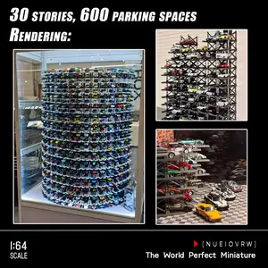 Modular 1:64 Scale Parking Garage Display - Expandable Multi-Level Rack for Model Cars | Dustproof Storage Cabinet & Collection Showcase Gift Diorama