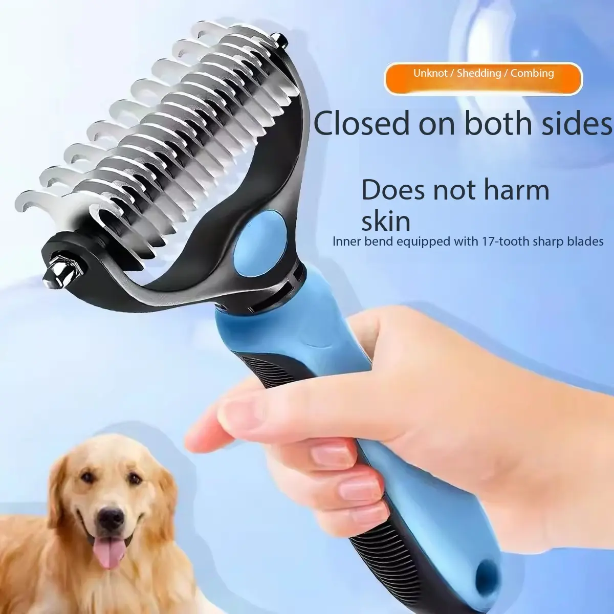 Pet Dematting Undercoat Rake, Double-Sided Deshedding Brush for Dogs & Cats, Deshedding Grooming Tool for Tangles & Fur Removal Brushes, Reduces Loose Hair & Mats Easily, #SummerVibes #