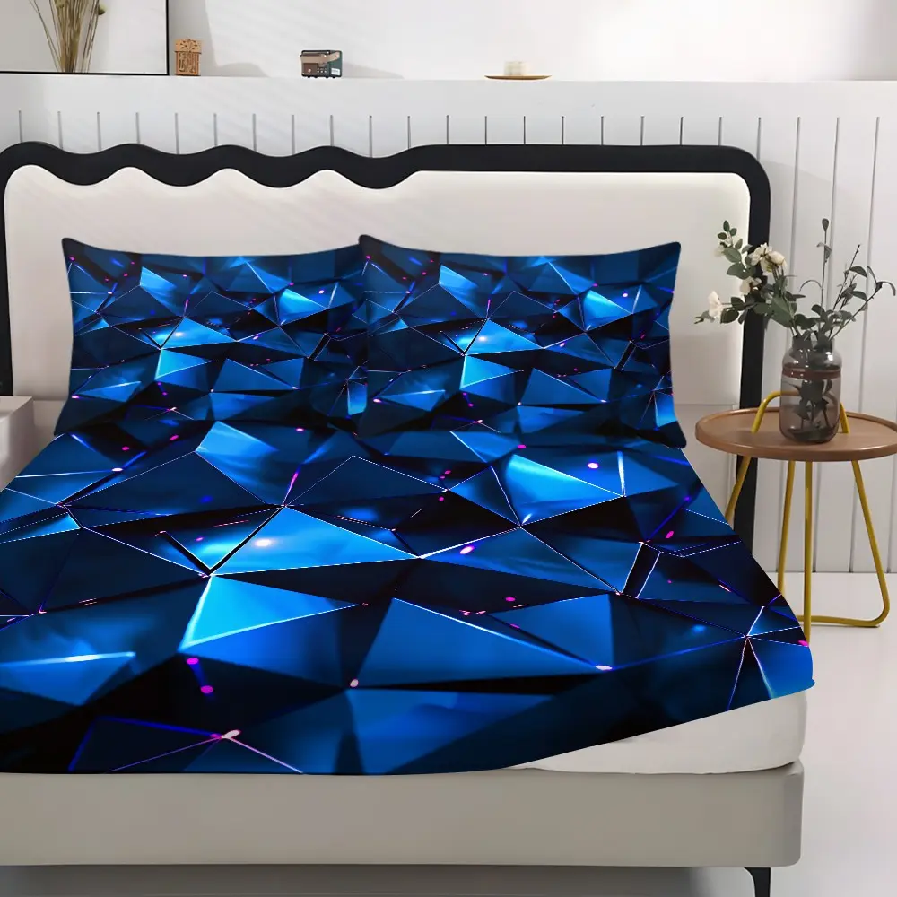 Bed Sheet Set (1 Fitted Sheet + 2 Pillowcases), Modern Style, Comfortable, Aesthetic and Soft Breathable Sheet, Suitable for Dorms and Hotels, All Seasons, Bed Sets Supplies