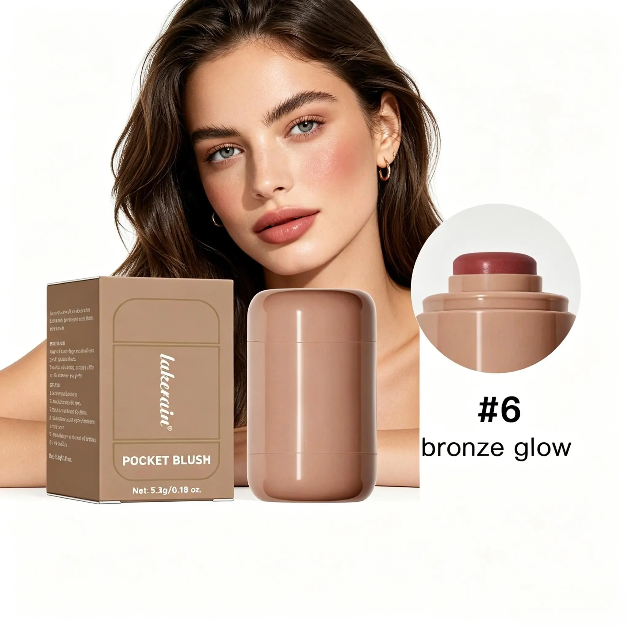 #6 Bronze Shimmer Creamy Blush - Buildable, Smooth Cosmetics Products with Bronze Glow Effect, Easy-Blending Everyday Makeup for Versatile Use, Beauty Products, Natural Glow, Glowing Makeup