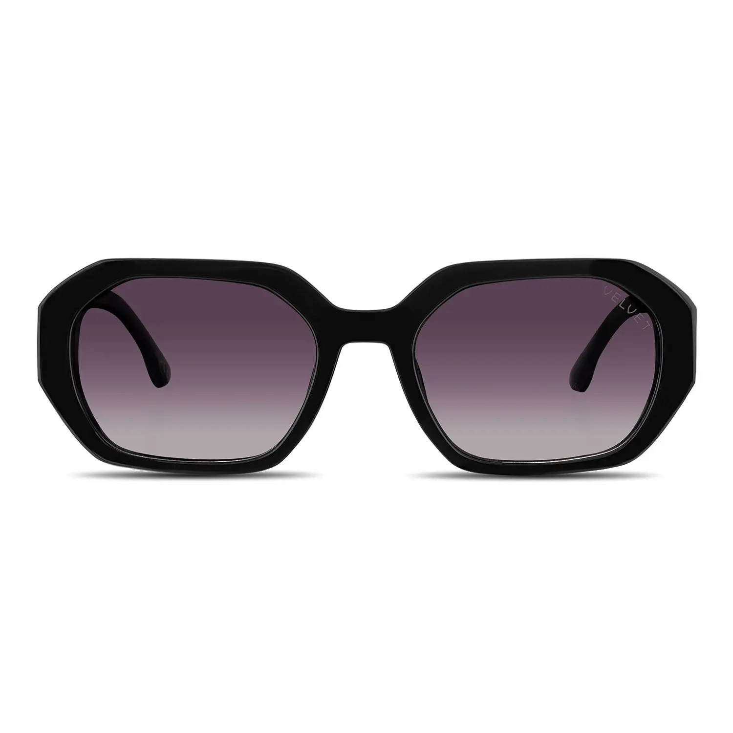Velvet Eyewear Nina V767BK05 Black Square Polarized Sunglasses with Grey Fade Lenses & 100% UV Protection for Women