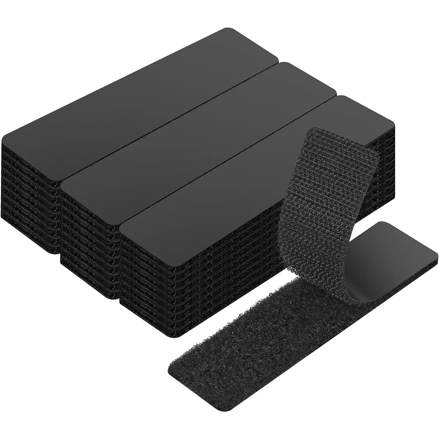 20 Sets Double Sided Tape Heavy Duty Black Hook and Loop Tape, 1x4Inch Adhesive Strips - Secure Mounting for Rug Poster Industrial Mirror  Couch Cushion Wall, Indoor & Outdoor Use