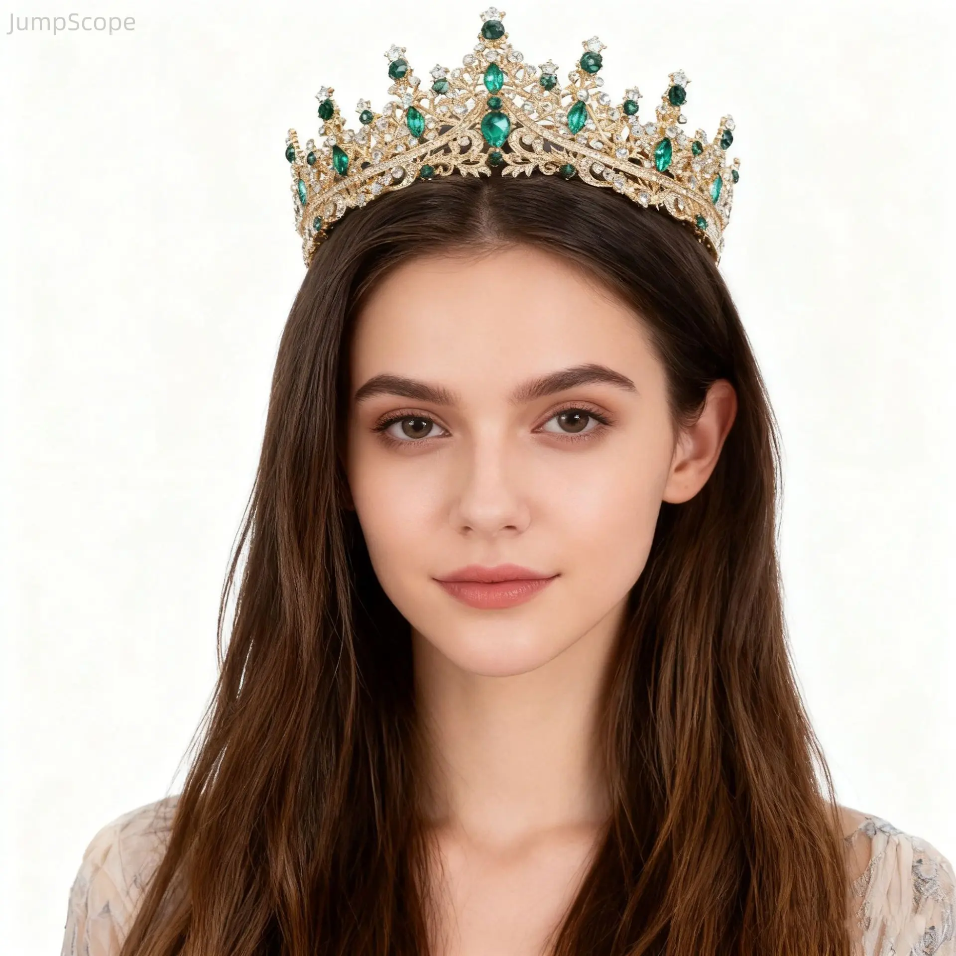 Elegant Gold-Tone Tiara Crown for Women with Luxury Rhinestones for Bridal Parties, Weddings, and Proms, Wedding, Crystal, Party, Female, Glamorous, Pageant Participant