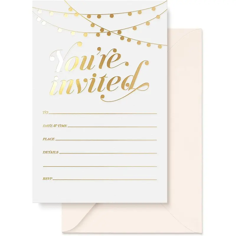 SO Party Invitations! 25  Foil Traditional Invitations with Envelopes, Wedding, ,  Bridal Shower Invite, Housewarming Birthday, and Girls Quinceanera Invite Cards for Every Celebration - 4x6