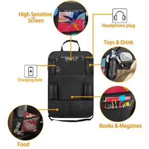 Car Backseat Organizer With Touch Screen Tablet Holder Automatic Storage Pocket Protector For Travel Multifunctional Car Organizer