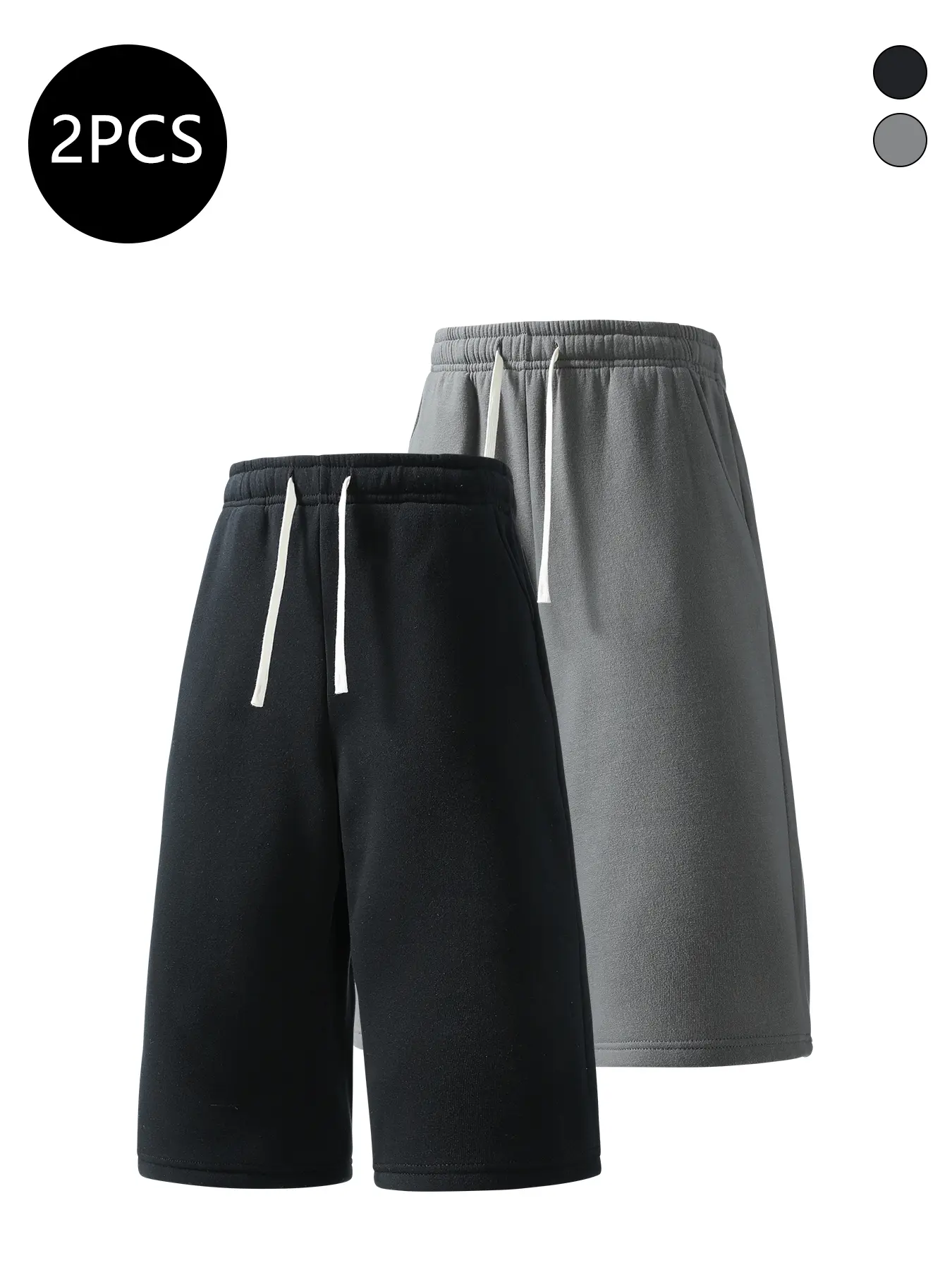 2-pack men’s summer athletic shorts—breathable seven-eighths shorts for running, workouts, fitness, and everyday casual wear.