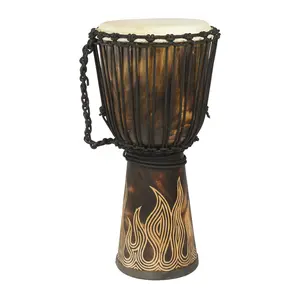 Terre Handcrafted Djembe Drums - Carved Flamme Collection - Authentic Sound, 10" 12' 16" 20" 24" tall