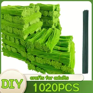 1020 Pieces of Twist Sticks, Solid Color with Flower Rods, Available in 20 Colors, Upgraded Thickened Straws, Sufficient Quantity for Various Projects, DIY Handicrafts, Suitable for Beginners, DIY Flower Decor