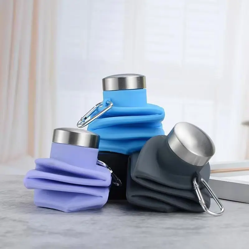 Food-Grade Silicone Collapsible Water Bottle - Foldable Reusable Leakproof Drinkware, Heat-Resistant Lightweight Reusable Portable Cup for Camping Enthusiasts, Outdoor Sports & All Seasons, Foldable Reusable Bottle