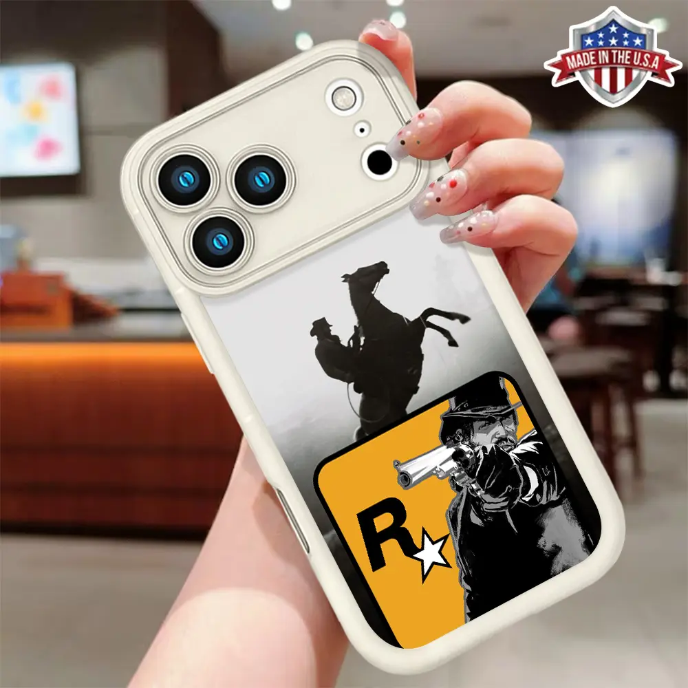 RDR2 Arthur Morgan Cowboy Silhouette Phone Case - Vintage Retro Wild West Game Durable Shockproof Silicone Cover, Scratch Resistant Mobile Accessory for iPhone & Other Smartphones