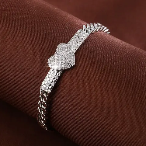 Mother's Day Gift Women's Elegant Artificial Zircon Decorated Heart Zirconia Bracelet, Rhinestone Decorated Bracelet, Exquisite Trendy Link Bracelet, Fashionable Jewelry for Women As Jewelry Gifts, Valentine's Day, Decoration, Jewelry Bracelets