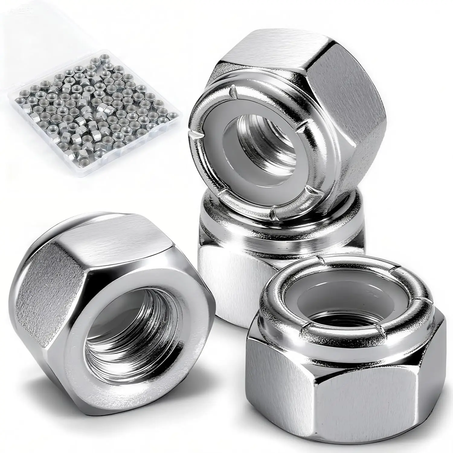 100 Pack 1/4"-20 Inch Lock Nuts,  Paterial Nylon Embedded Locking Nut, Hardware Nuts Suitable for Use in Industries, Furniture, and Construction.