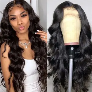 Body Wave Lace Front Wig  Middle Part Black Synthetic Wig  Long Wavy Wig for Black Women  Ready to Wear