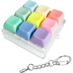 Keyboard Fidget Toy, Keyboard Fidget Keychain 9-in-1 Keyboard Decompression Button Finger Clicker Toys Stress Relief Fidget Gifts