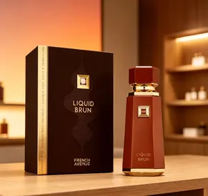 Fragrance World French Avenue Liquid Brun Eau de Parfum for Men 100ml / 3.4 fl.oz, Luxurious Warm Spicy Woody Cologne with Cinnamon, Bergamot, Bourbon Vanilla & Praline, Ultra Long-Lasting Rich Amber Gourmand Masculine Scent