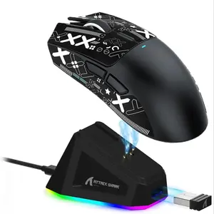 ATTACK SHARK Wireless Gaming Mouse, Rechargeable RGB Gaming Mouse with Anti-slip Sticker, Lightweight Gaming Mouse with 5 Programmable Buttons for Gaming & Office, Gaming Accessories