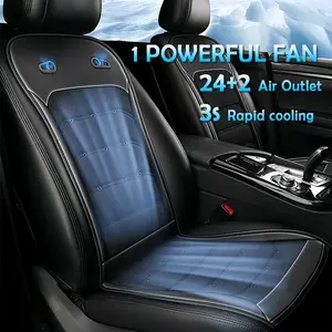 12V-24V Universal Real Leather Car Seat Cover with Elastic Bands & Leather Mesh, Fast Cooling, Heating, Strong Ventilation, No-Drill Installation for All Car Models #QixiGift fathersdaygift fathersdaygift