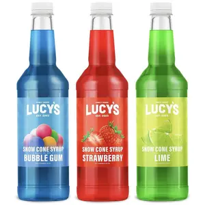 Family Owned Shaved Ice Snow Cone Syrups - Bubble Gum, Strawberry, Lime - 32oz Syrup Bottles (Pack of 3) (Fiesta Pack)